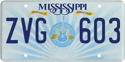 MS license plate ZVG603