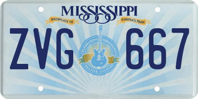 MS license plate ZVG667