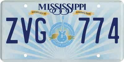 MS license plate ZVG774