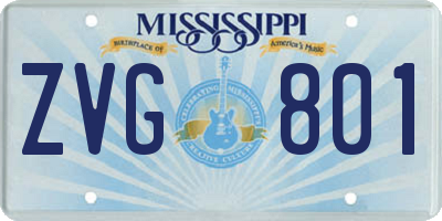 MS license plate ZVG801