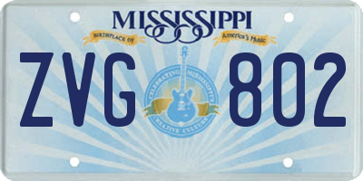 MS license plate ZVG802