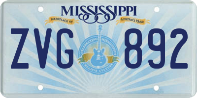 MS license plate ZVG892
