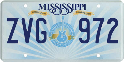 MS license plate ZVG972