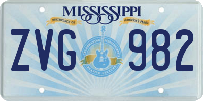MS license plate ZVG982