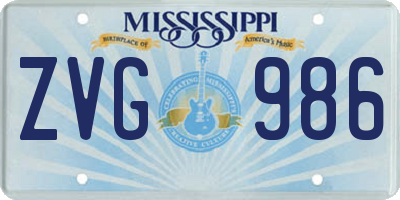 MS license plate ZVG986