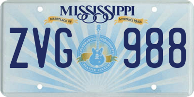 MS license plate ZVG988