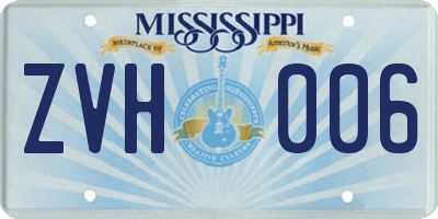 MS license plate ZVH006