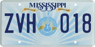 MS license plate ZVH018