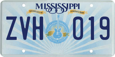 MS license plate ZVH019