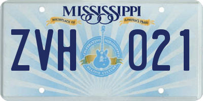 MS license plate ZVH021