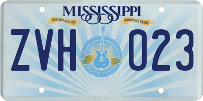 MS license plate ZVH023