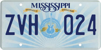 MS license plate ZVH024