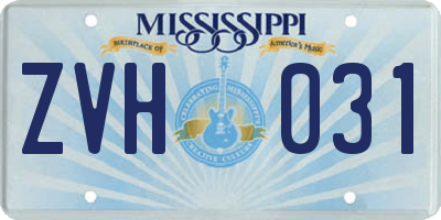 MS license plate ZVH031