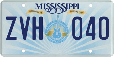 MS license plate ZVH040