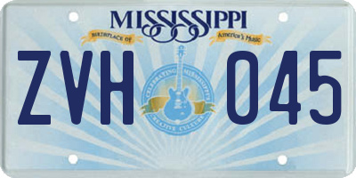 MS license plate ZVH045