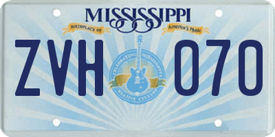 MS license plate ZVH070