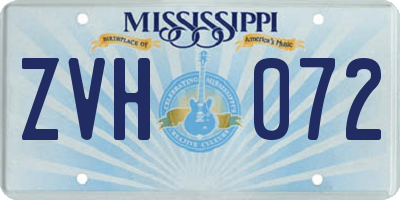 MS license plate ZVH072