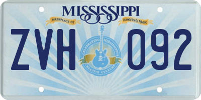 MS license plate ZVH092