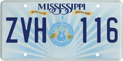MS license plate ZVH116