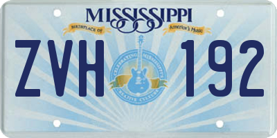 MS license plate ZVH192