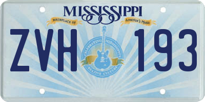 MS license plate ZVH193
