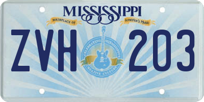 MS license plate ZVH203