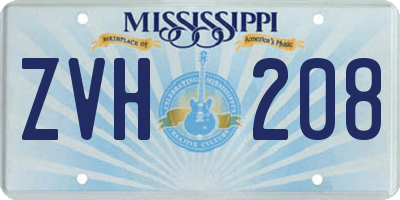 MS license plate ZVH208