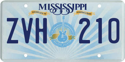 MS license plate ZVH210