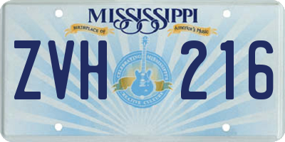 MS license plate ZVH216