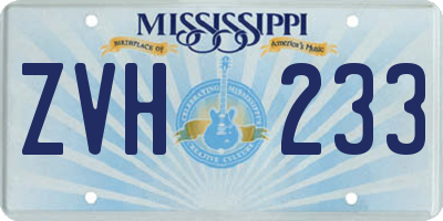 MS license plate ZVH233