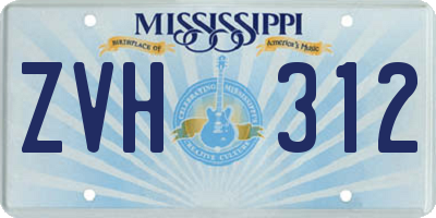 MS license plate ZVH312