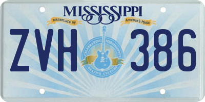 MS license plate ZVH386