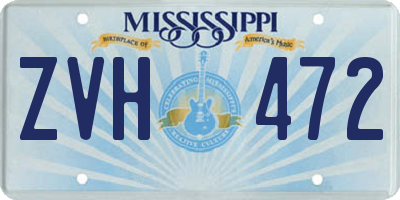 MS license plate ZVH472