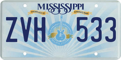 MS license plate ZVH533