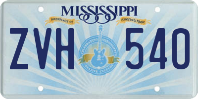 MS license plate ZVH540