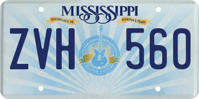MS license plate ZVH560