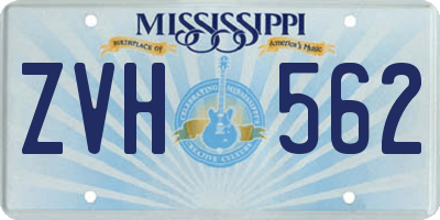 MS license plate ZVH562