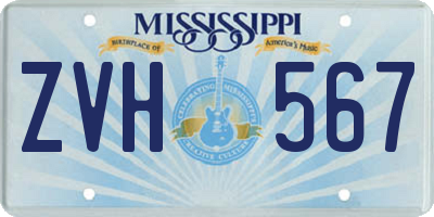 MS license plate ZVH567