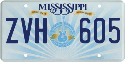 MS license plate ZVH605