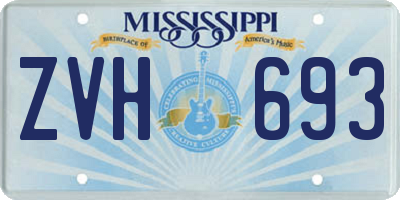 MS license plate ZVH693