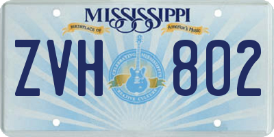 MS license plate ZVH802