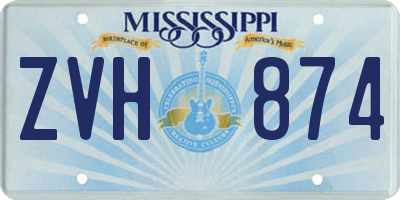 MS license plate ZVH874