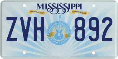 MS license plate ZVH892
