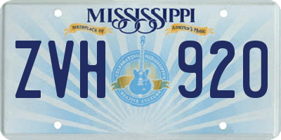 MS license plate ZVH920