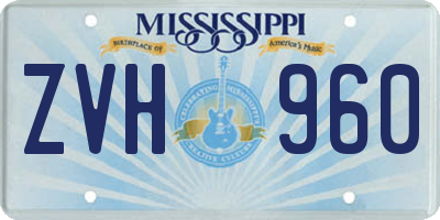 MS license plate ZVH960