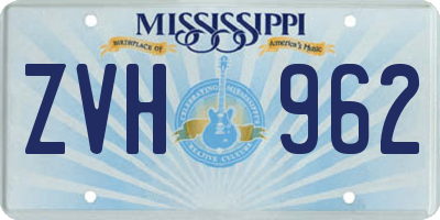 MS license plate ZVH962