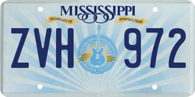 MS license plate ZVH972