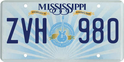 MS license plate ZVH980