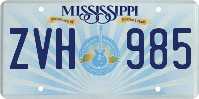 MS license plate ZVH985