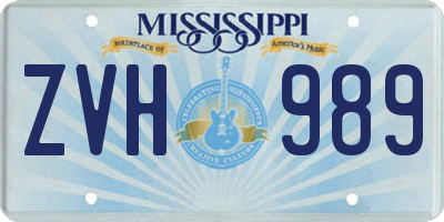 MS license plate ZVH989